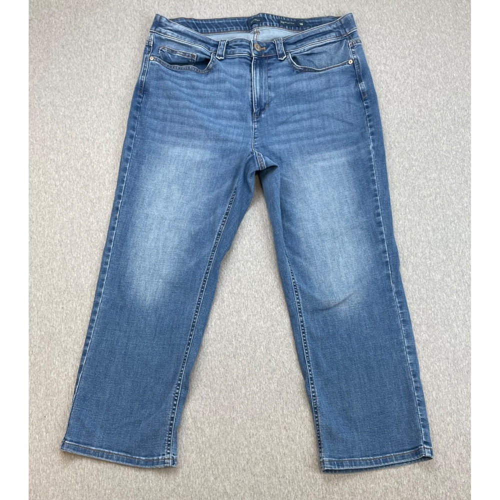 J Jill Denim Jeans Womens 16 Blue Cotton Blend Stretch Demi Bootcut Ankle